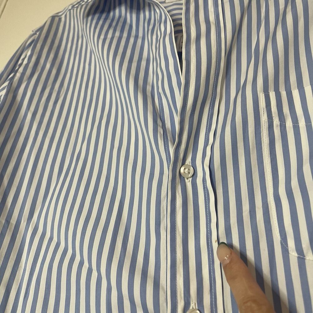 Frank & Eileen blue striped silvio button front long sleeve cotton shirt XL - Picture 5 of 7